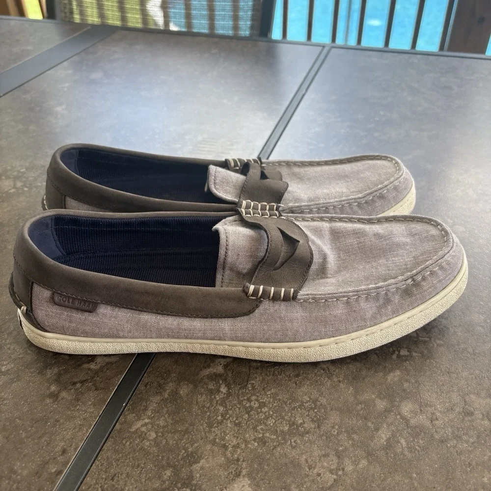 Cole Haan GRAND.OS Nantucket Loafers Men's 13 Slip On Gray Canvas